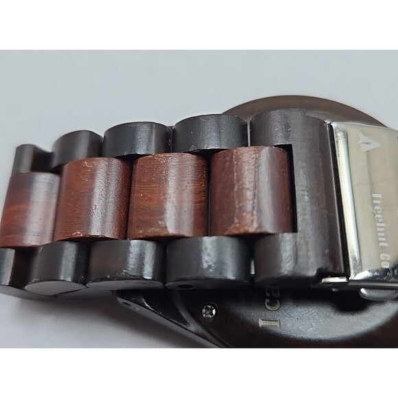 Treehut Wood Wrist Watch Red Ebony Maple Dial Quartz Minimalist New Battery 45mm - Picture 11 of 12